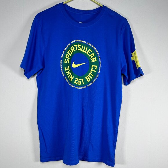 The Nike Tee Shirt Men's Medium Crew Neck Athletic Cut Blue Sportswear Club 1972 - Picture 1 of 10